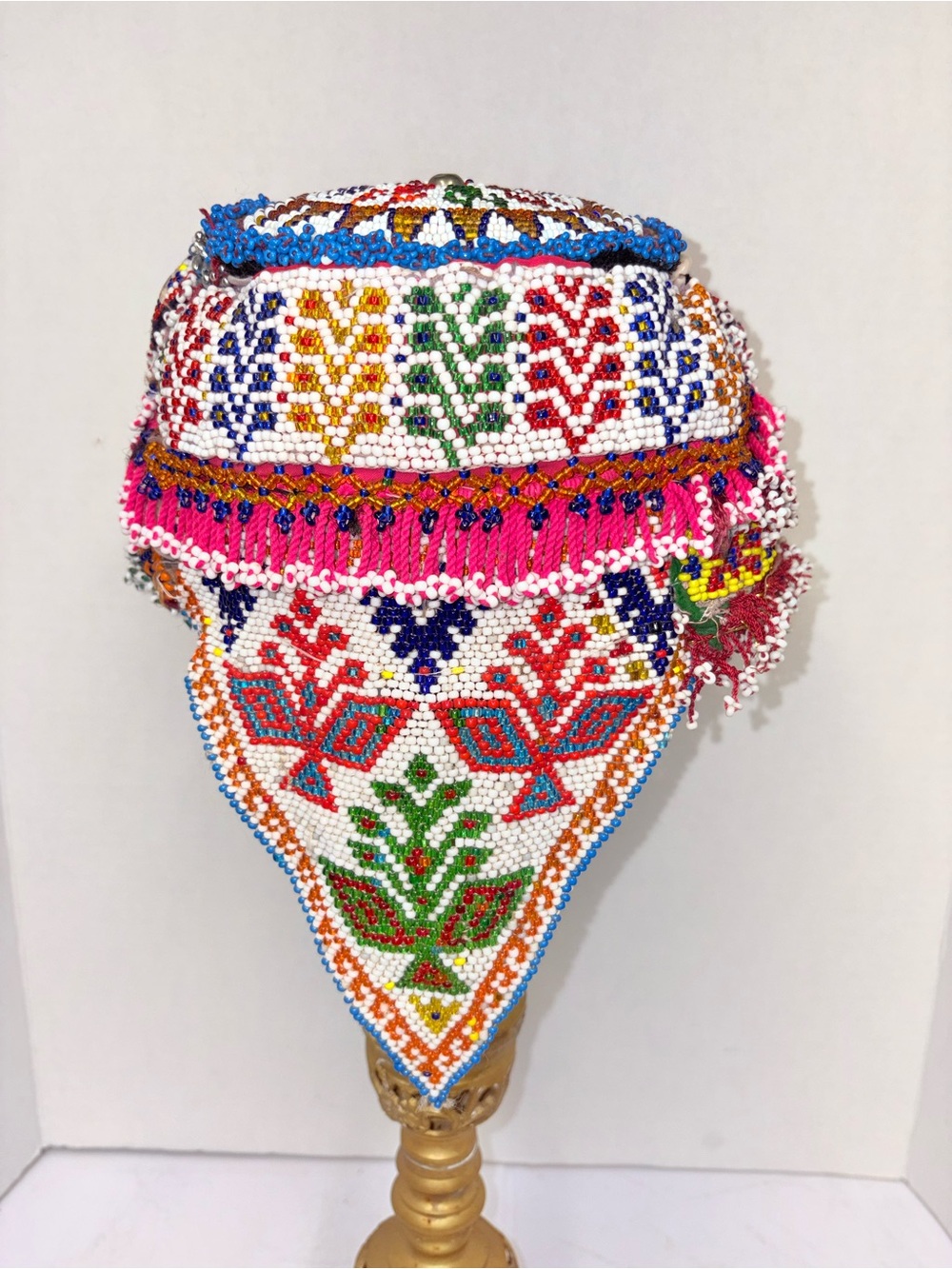 Vintage Afghan Beaded Hat